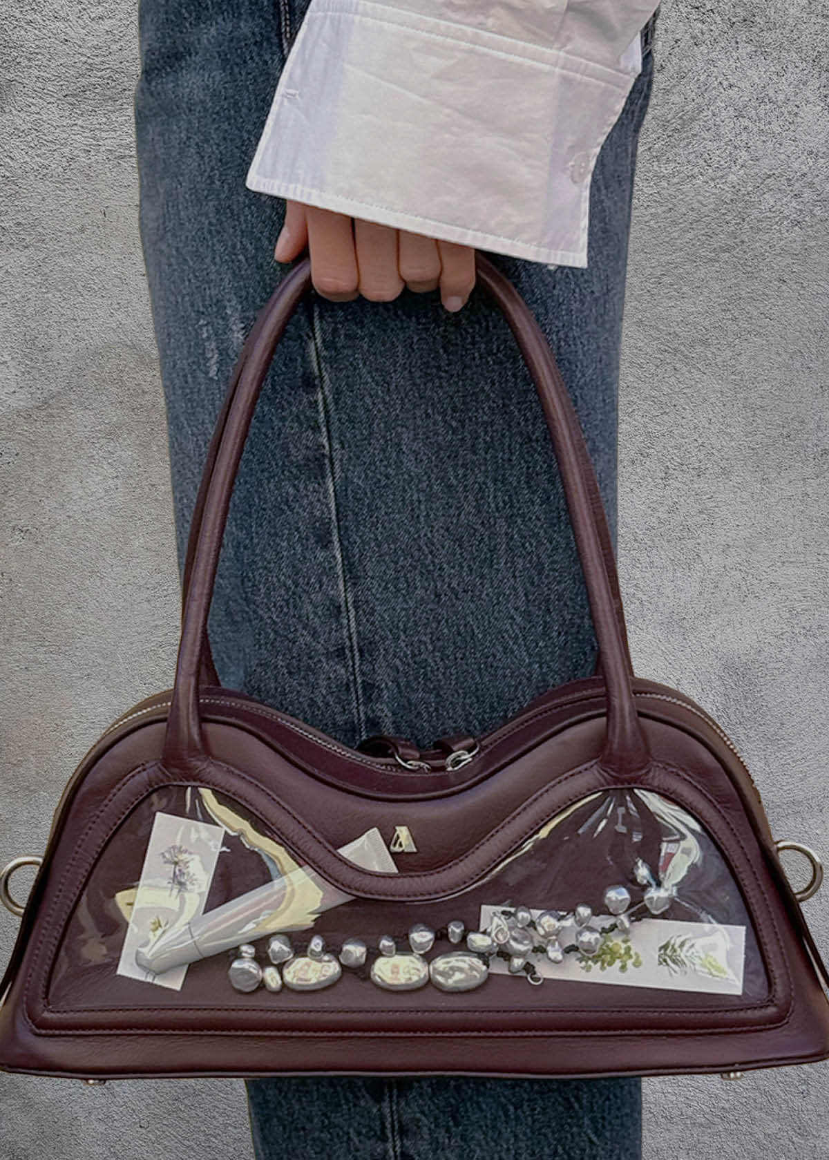 Hilma Bolso de Cuero Vinilo Burdeos