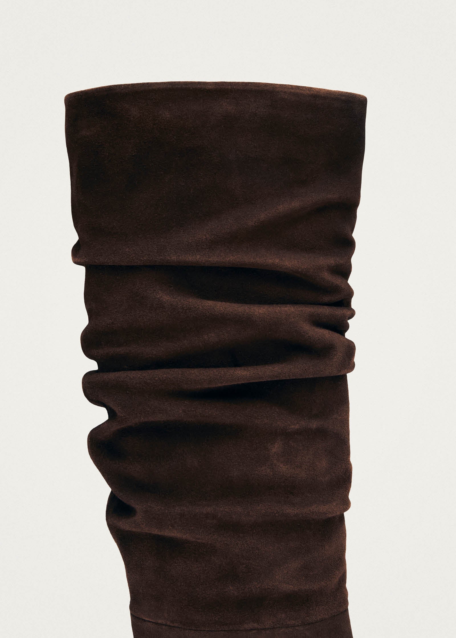 ALOHAS Kalila brown suede knee-high boots on model