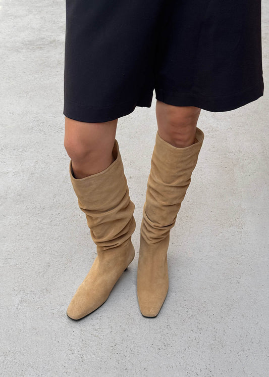 Kalila Suede Sand Leather Boots-image