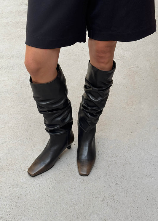Kalila Vintage Effect Brown Leather Boots-image