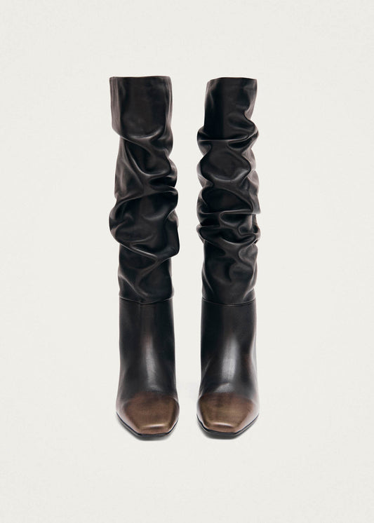 Kalila Vintage Effect Brown Leather Boots-image