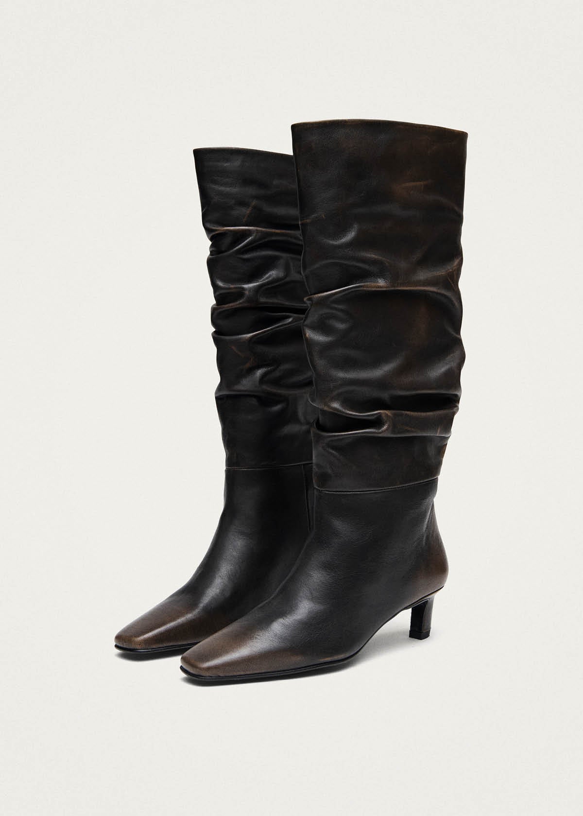 Kalila Vintage Effect Brown Leather Boots