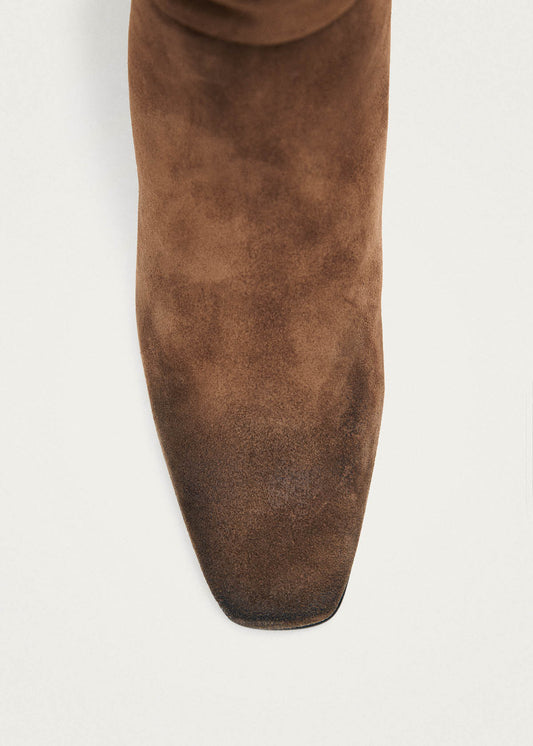 Kalila Vintage Effect Suede Cognac Leather Boots-image