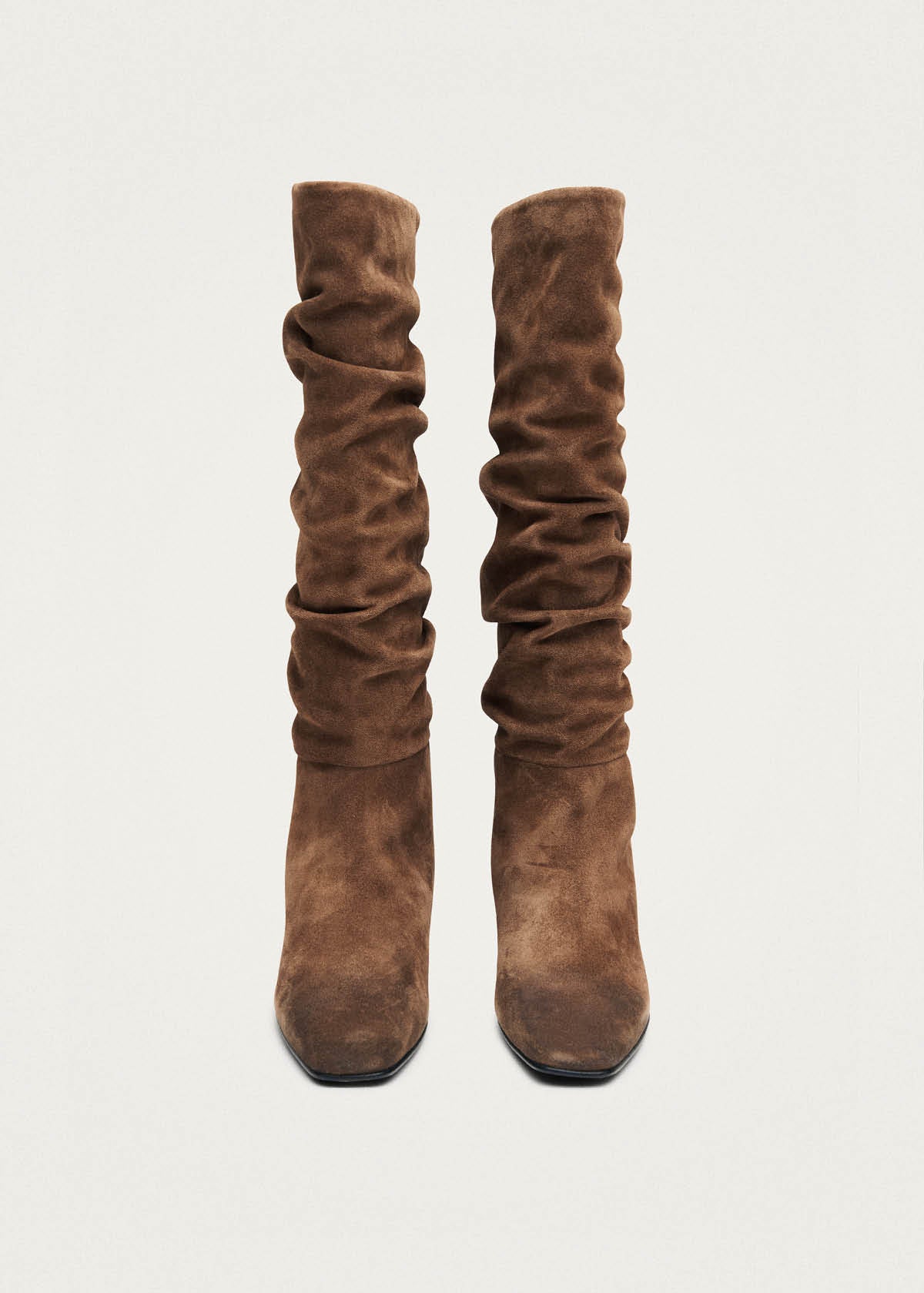 Kalila Botas de Cuero Color Cognac con Efecto Vintage de Gamuza