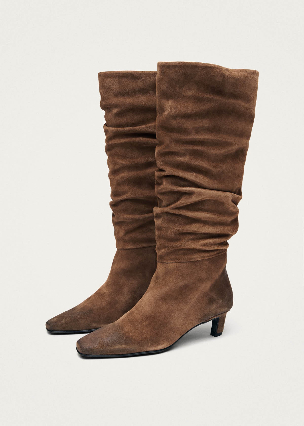 Kalila Botas de Cuero Color Cognac con Efecto Vintage de Gamuza
