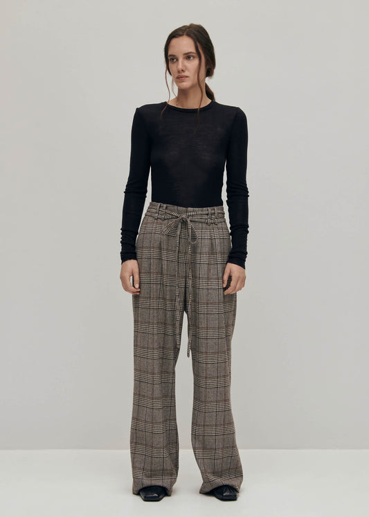 Kathy Checks Brown Pants-image