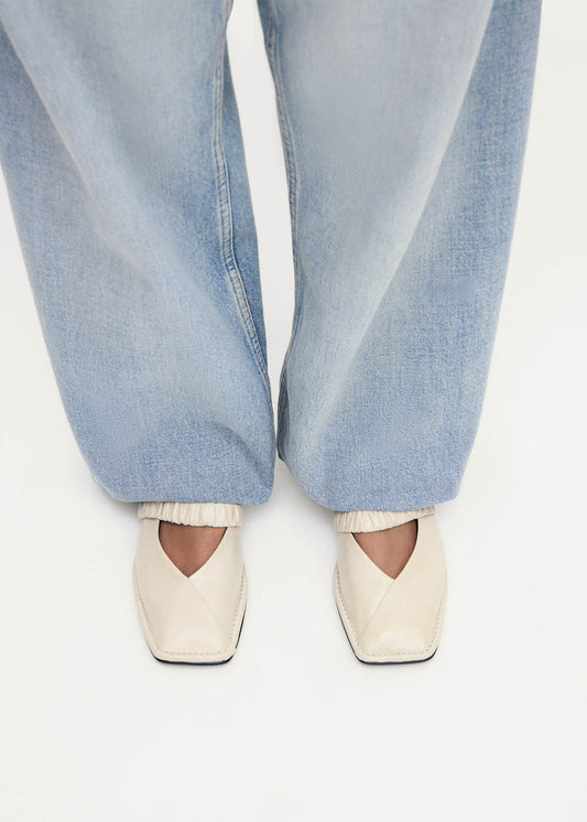 Lautan Cream Leather Ballet Flats-image