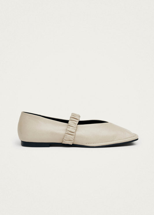 Lautan Cream Leather Ballet Flats-image