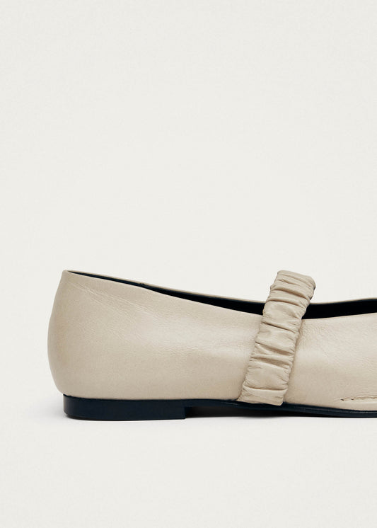 Lautan Cream Leather Ballet Flats-image