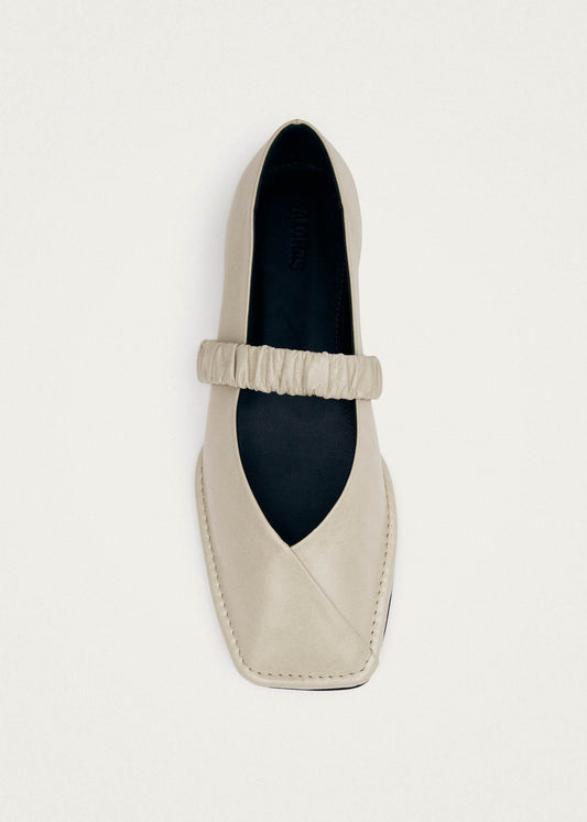 Lautan Cream Leather Ballet Flats-image