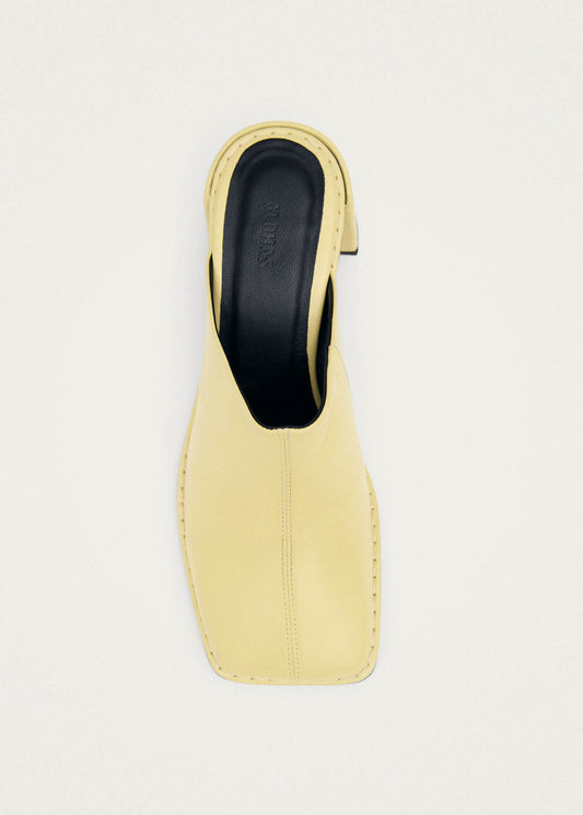 Lex Butter Yellow Leather Mules-image
