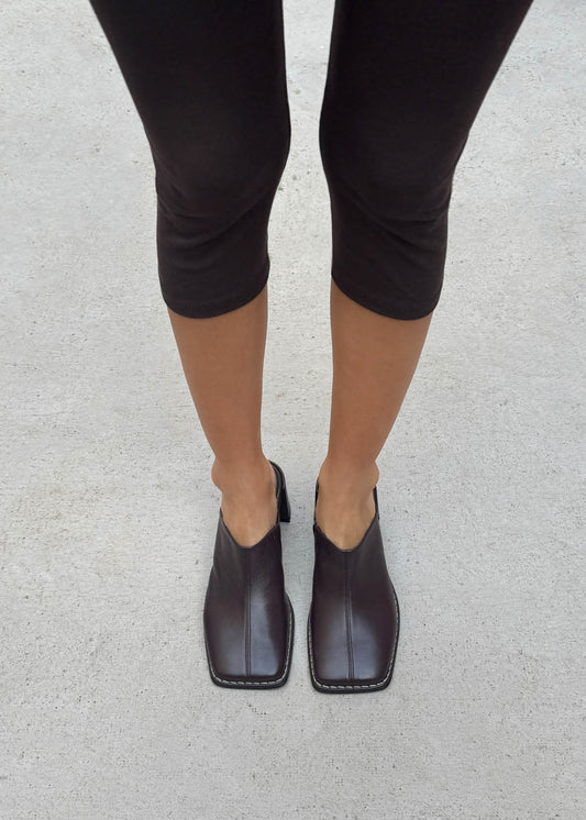 Lex Dark Chocolate Leather Mules-image