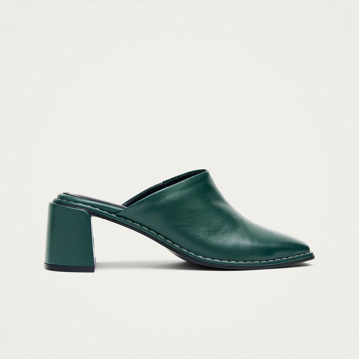 Mules Lex en cuir vert foncé