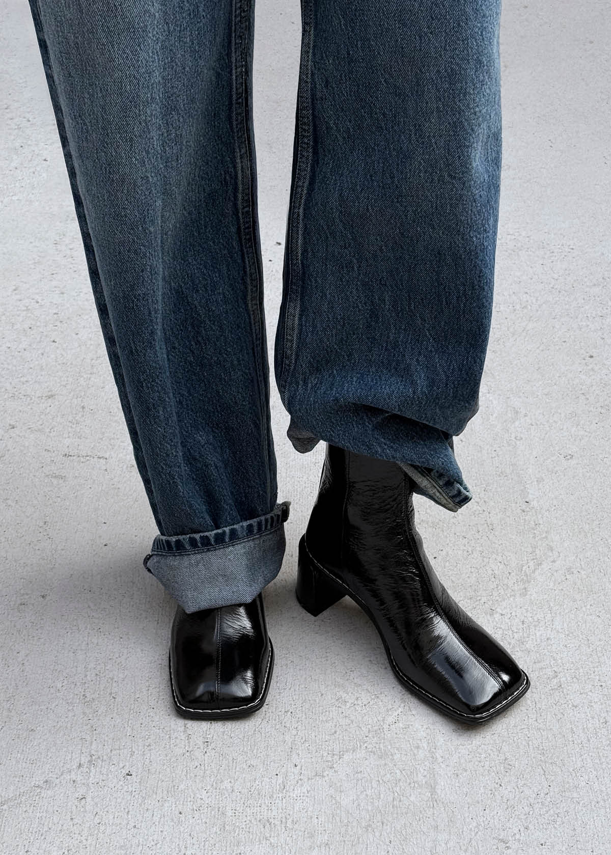 Botines de cuero negro Luc Patent