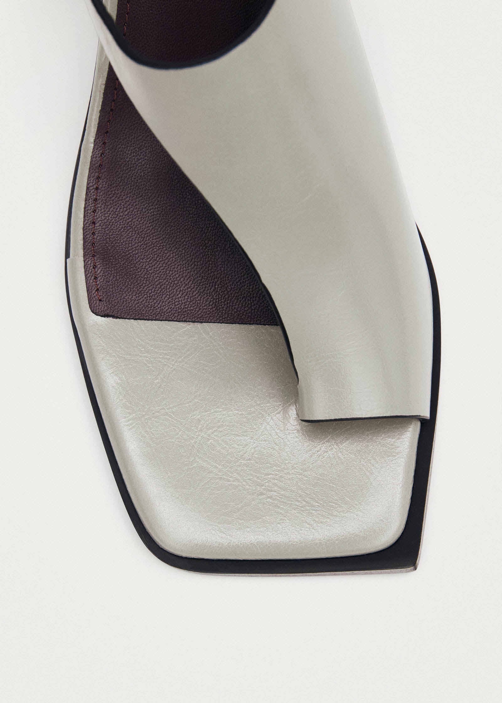 Mahina Rift Grey Leather Sandals