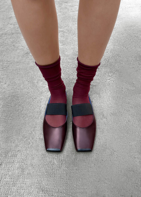 Mele Rift Burgundy Leather Mules-image
