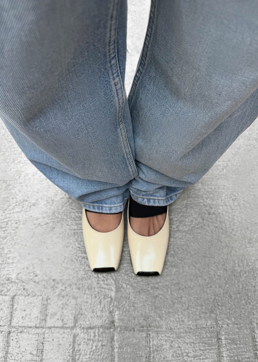 Mele Patent Cream Leather Mules-image