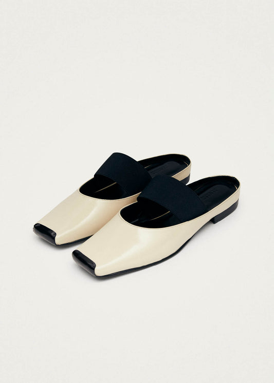 Mele Patent Cream Leather Mules-image