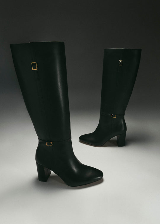 Sharon Black Leather Boots