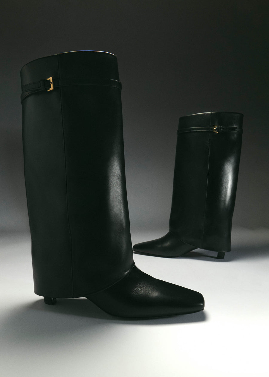 Evita Black Leather Boots