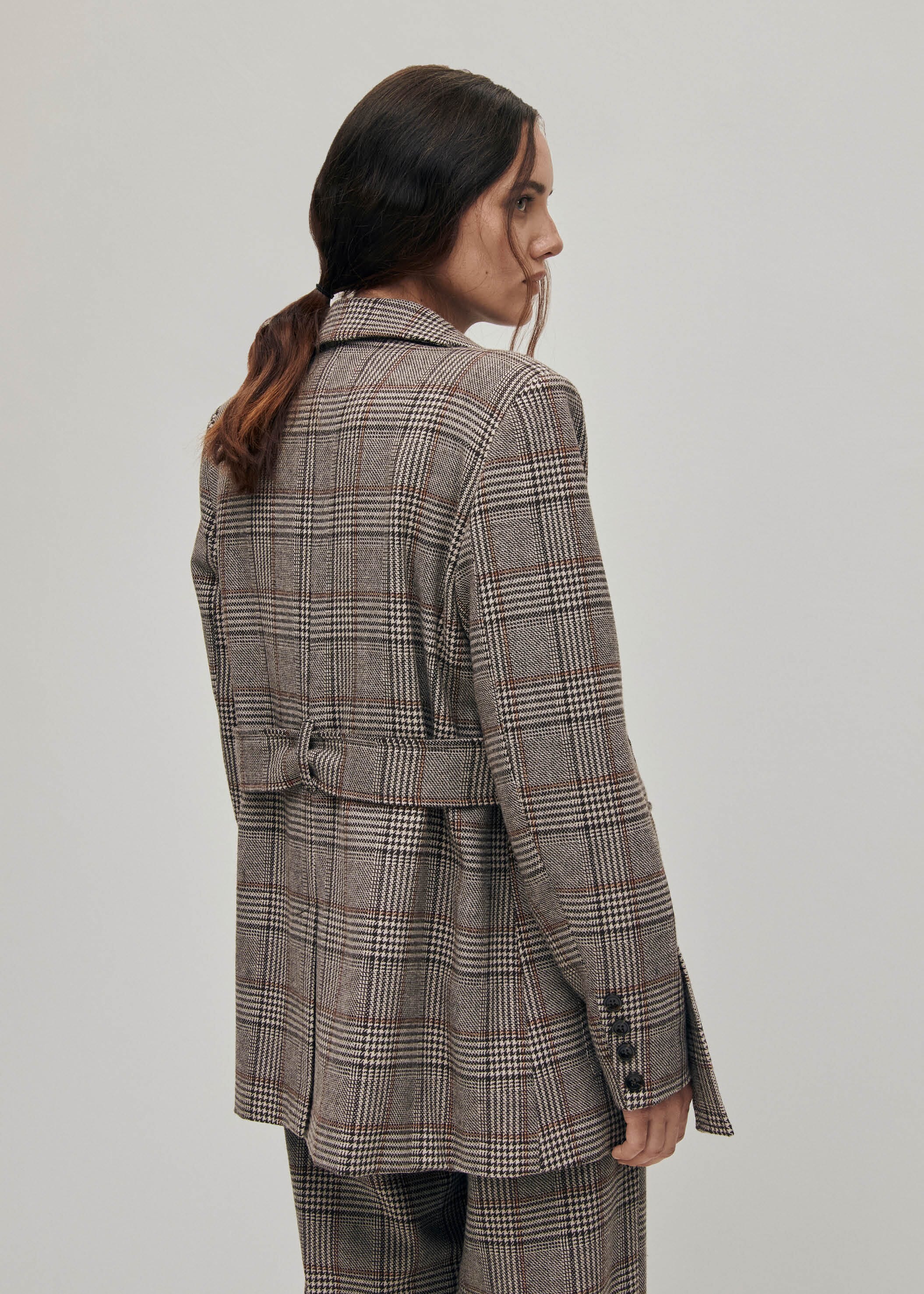 Nagano Checks Brown Blazer | ALOHAS