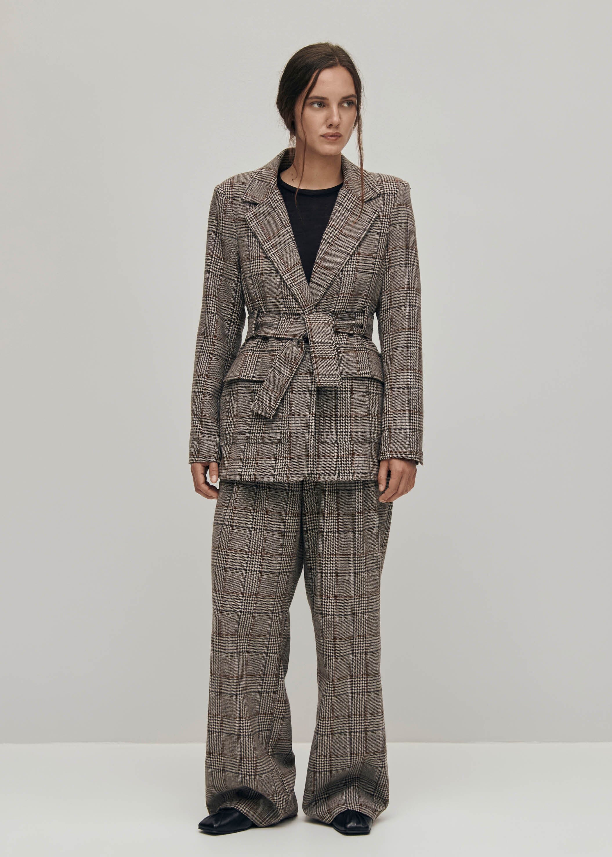 Nagano Checks Brown Blazer | ALOHAS