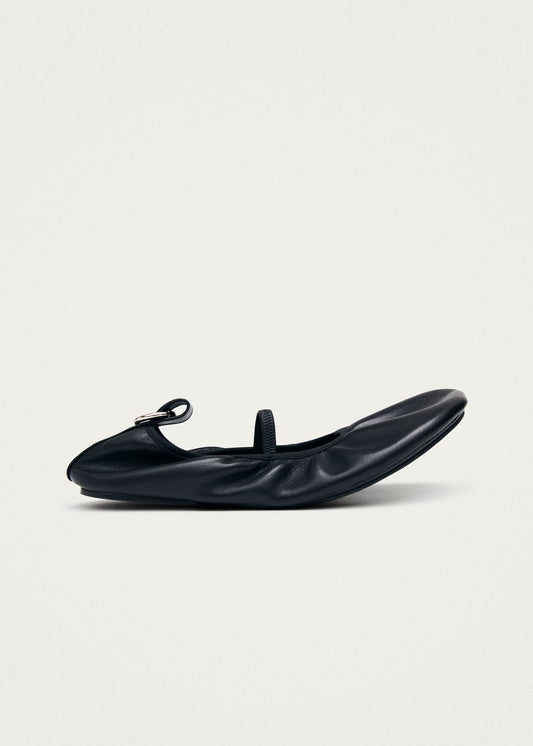 Naira Black Leather Ballet Flats-image