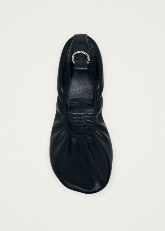 Naira Black Leather Ballet Flats-image