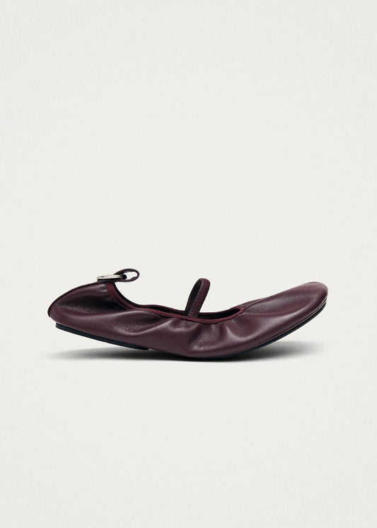 Naira Burgundy Leather Ballet Flats-image