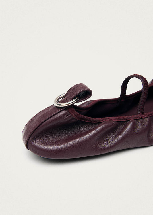 Naira Burgundy Leather Ballet Flats-image