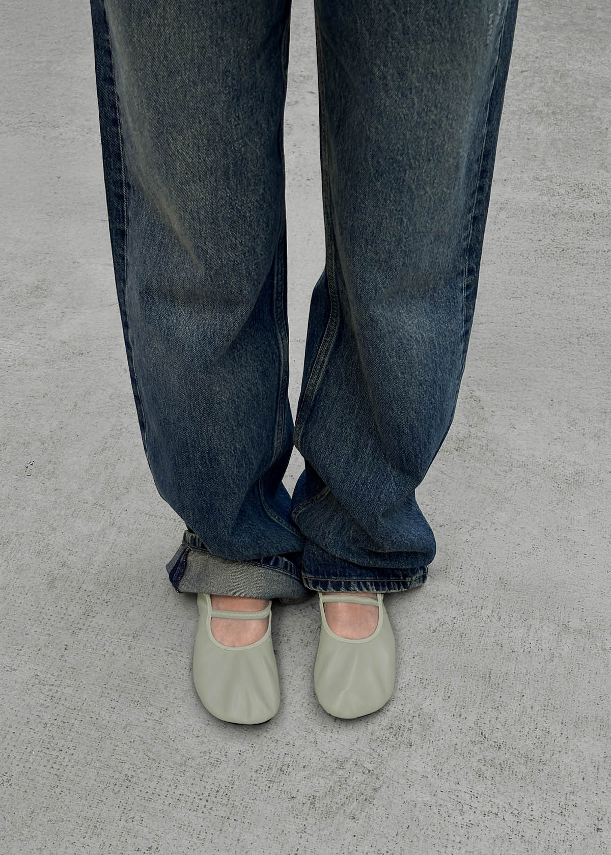 Naira Green Leather Ballet Flats