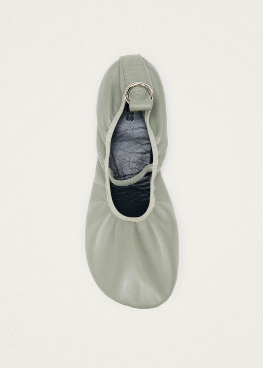 Naira Green Leather Ballet Flats-image