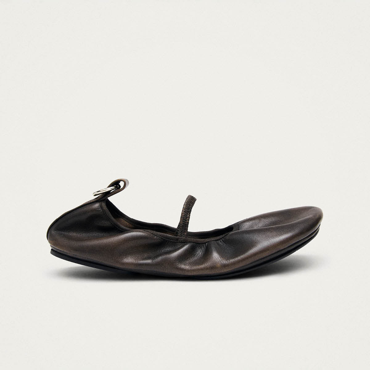 Naira Ballerine in Pelle Marrone Effetto Vintage