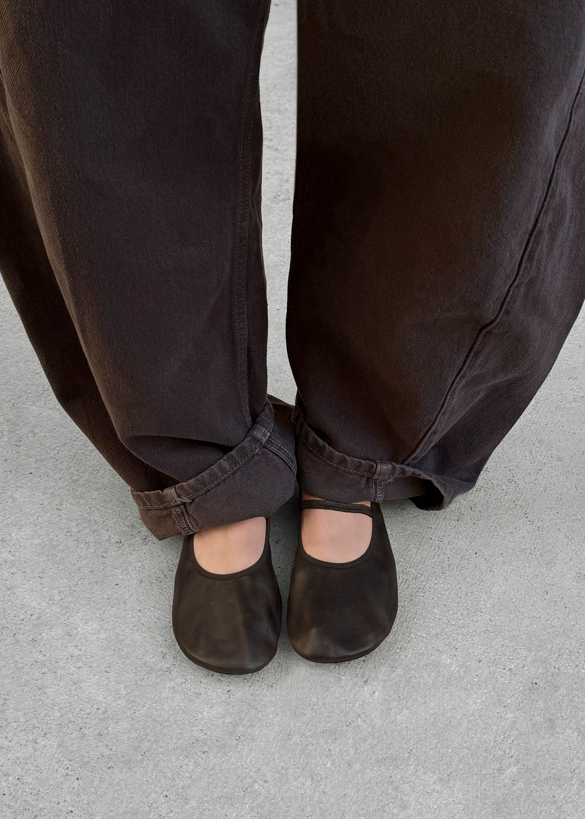 Naira Ballerine in Pelle Marrone Effetto Vintage