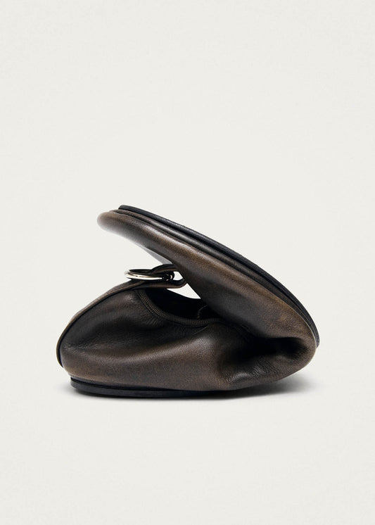 Naira Vintage Effect Brown Leather Ballet Flats-image