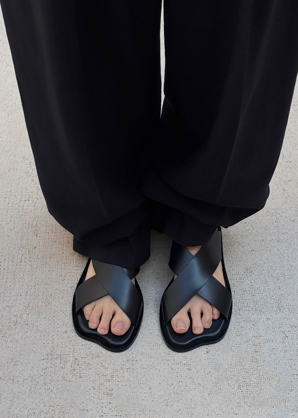 Nalu Sandalias de Cuero Negras