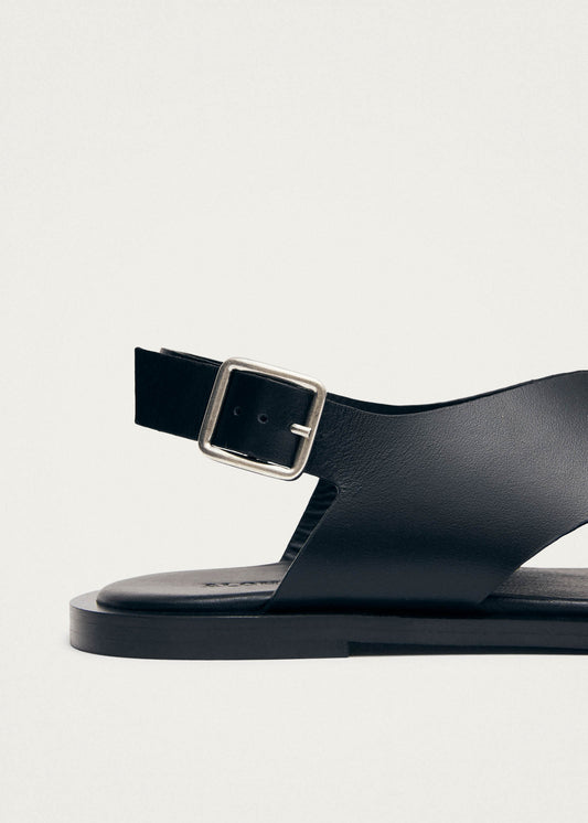 Nalu Black Leather Sandals-image
