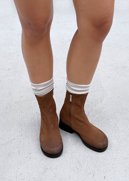 Niam Botines de Cuero Cognac Ante con Efecto Vintage-image