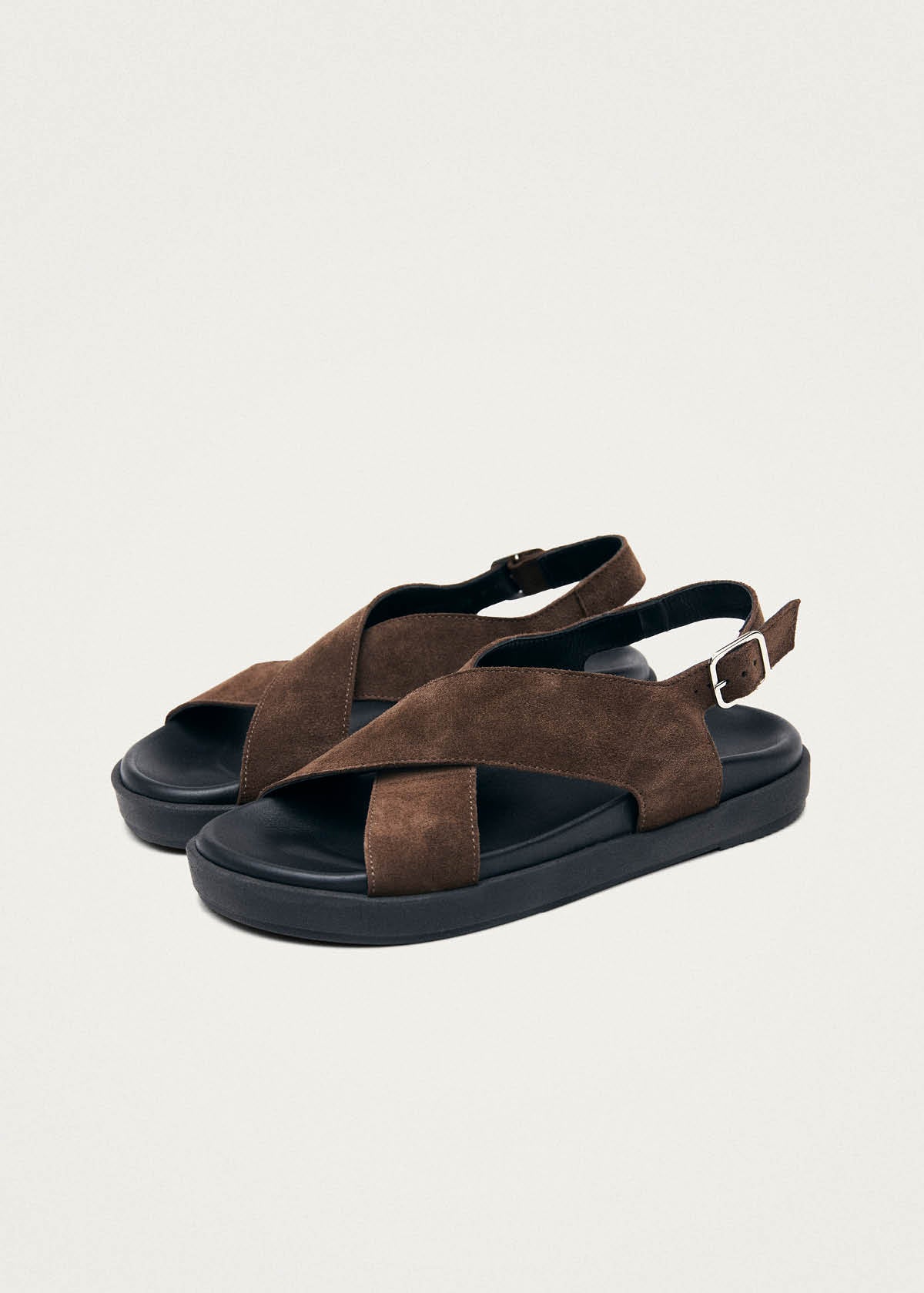 Nico Suede Dark Brown Leather Sandals