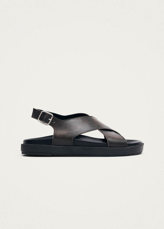 Nico Vintage Effect Brown Leather Sandals-image