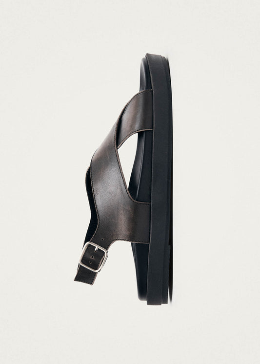 Nico Vintage Effect Brown Leather Sandals-image