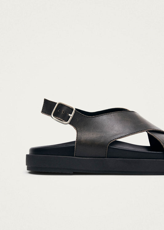 Nico Vintage Effect Brown Leather Sandals-image