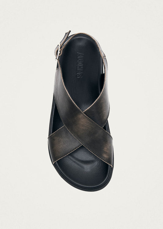 Nico Vintage Effect Brown Leather Sandals-image