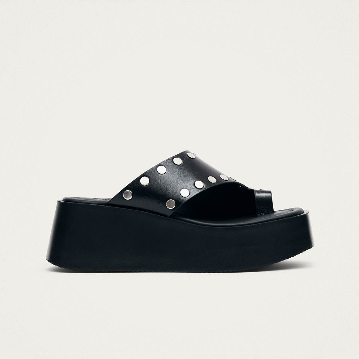Nova Studs Black Leather Sandals
