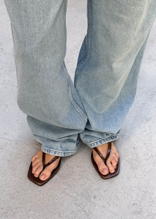 Ola Rift Brown Leather Sandals-image