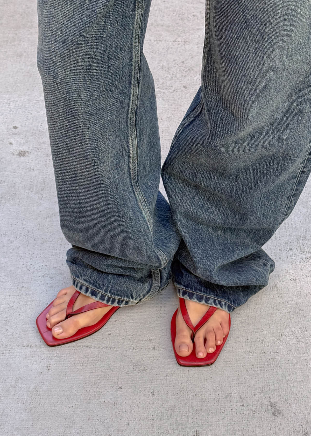 Ola Rift Red Leather Sandals