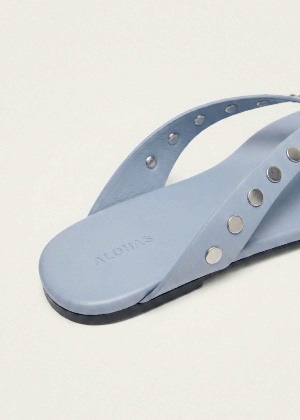 Ola Studs Baby Blue Leather Sandals