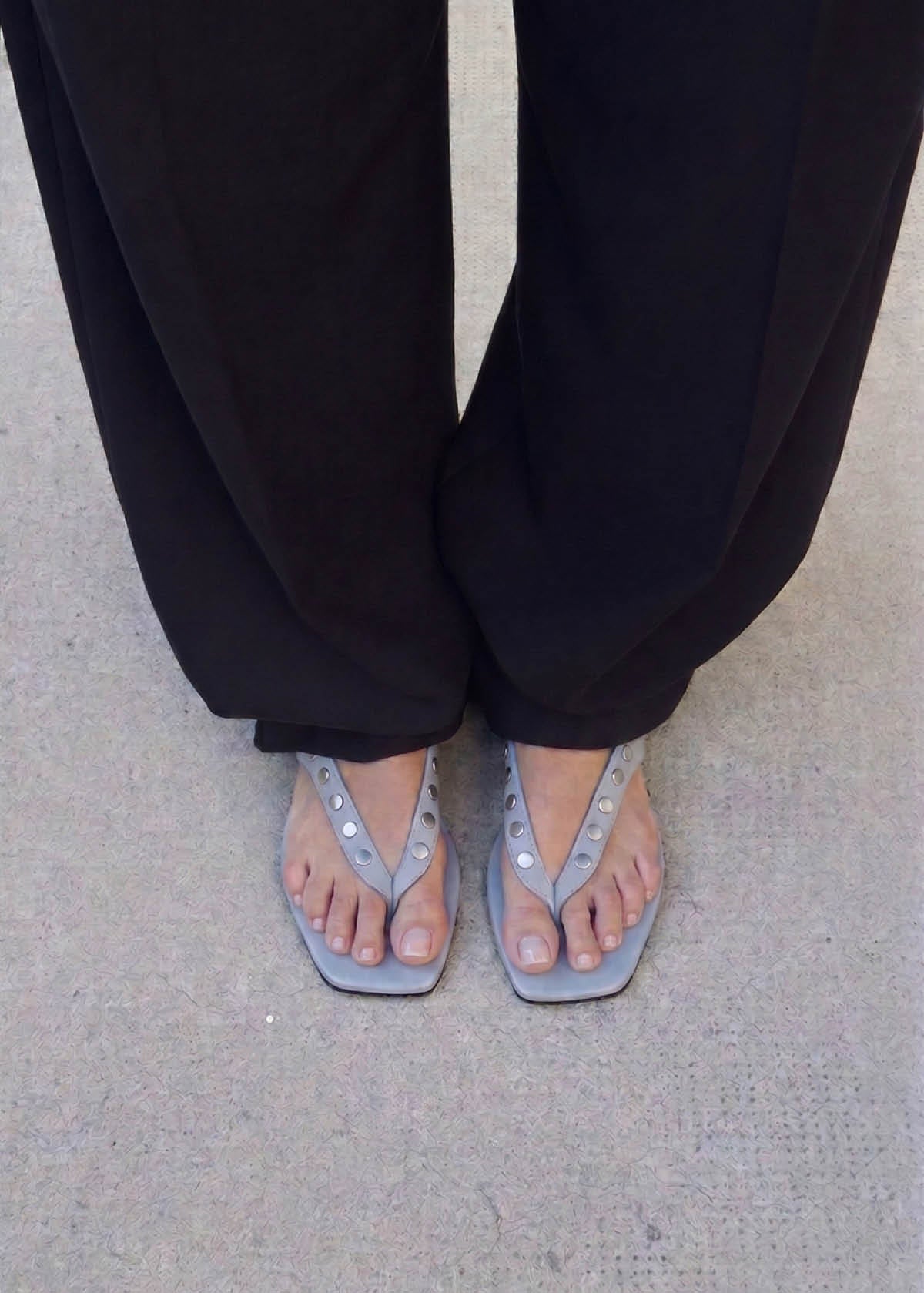 Ola Studs Baby Blue Leather Sandals