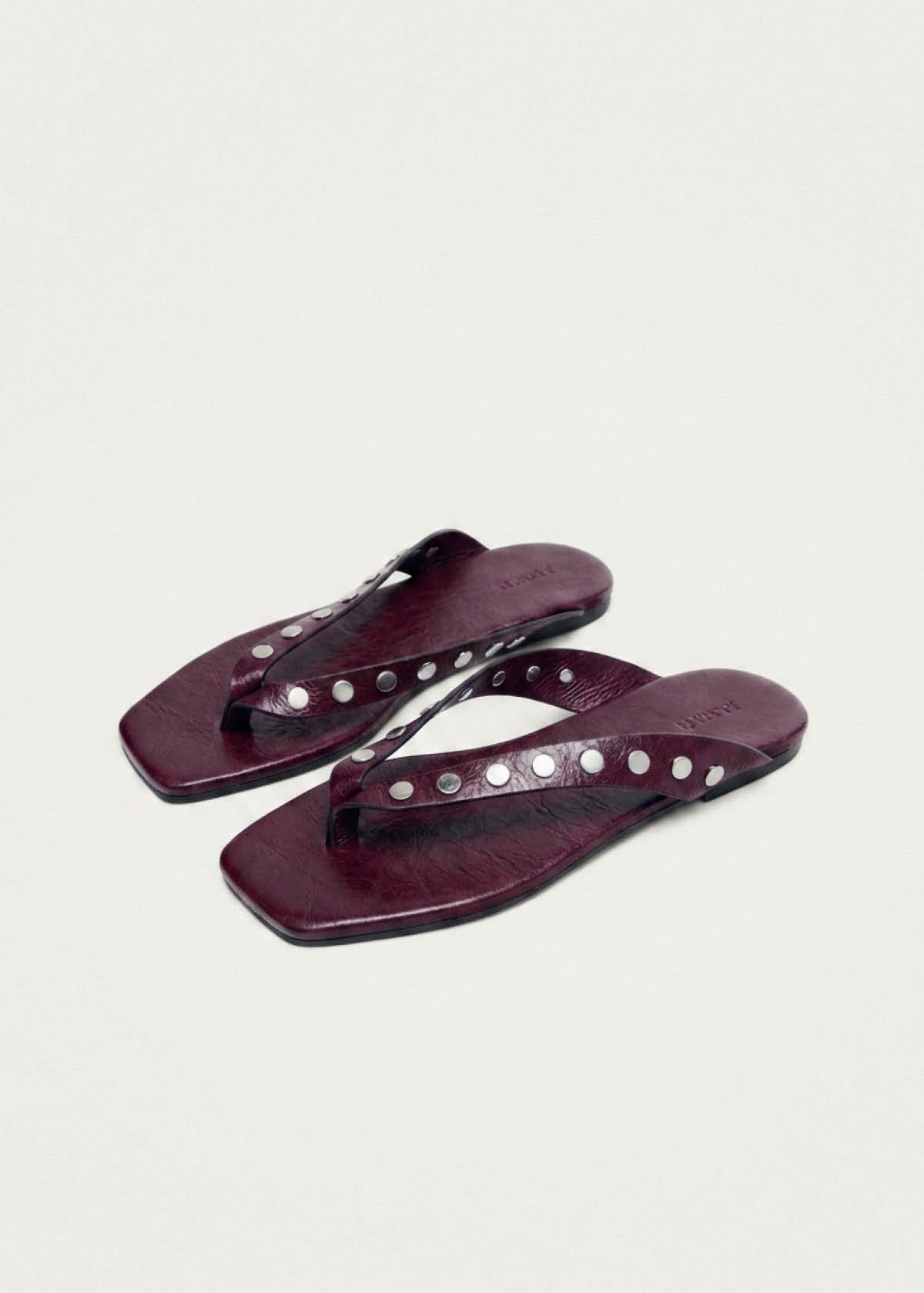 Ola Studs Rift Burgundy Leather Sandals