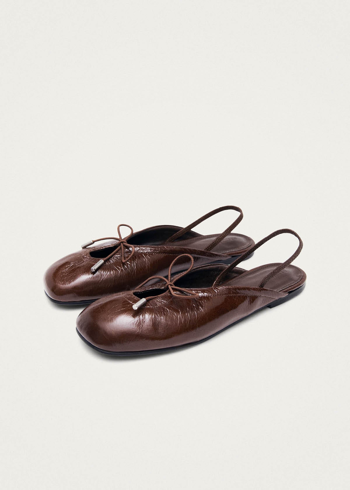 Oli Patent Brown Leather Ballet Flats